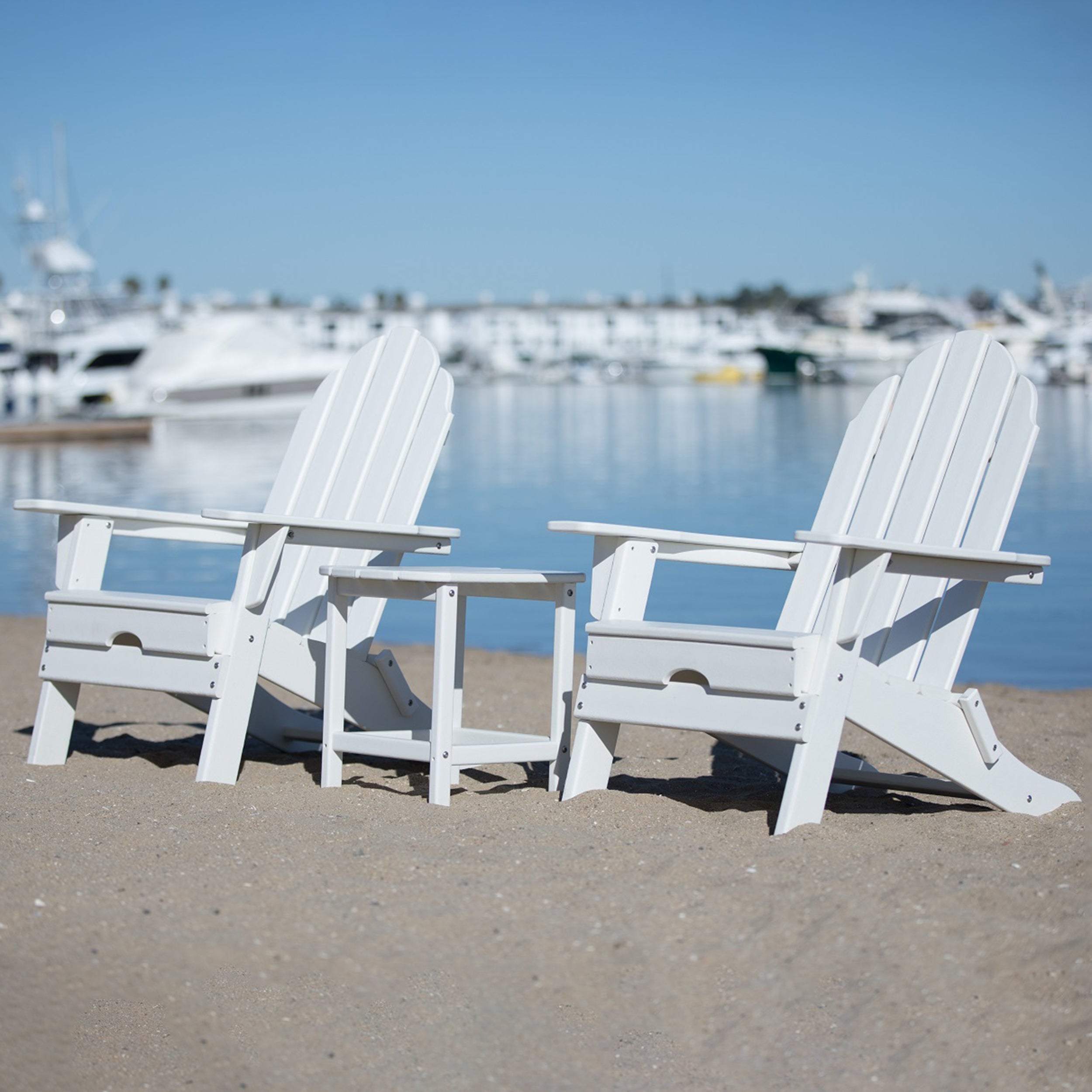 Balboa HDPE Recycled Plastic Folding Adirondack Chair and Table Set (3-Piece)