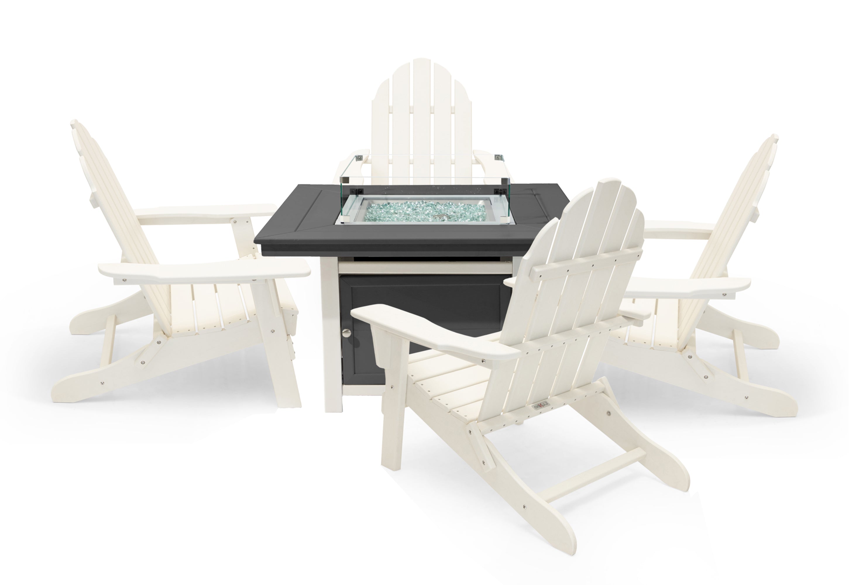 Park City 42" Two-Tone Fire Pit Table, Square Top with Four Balboa Chairs