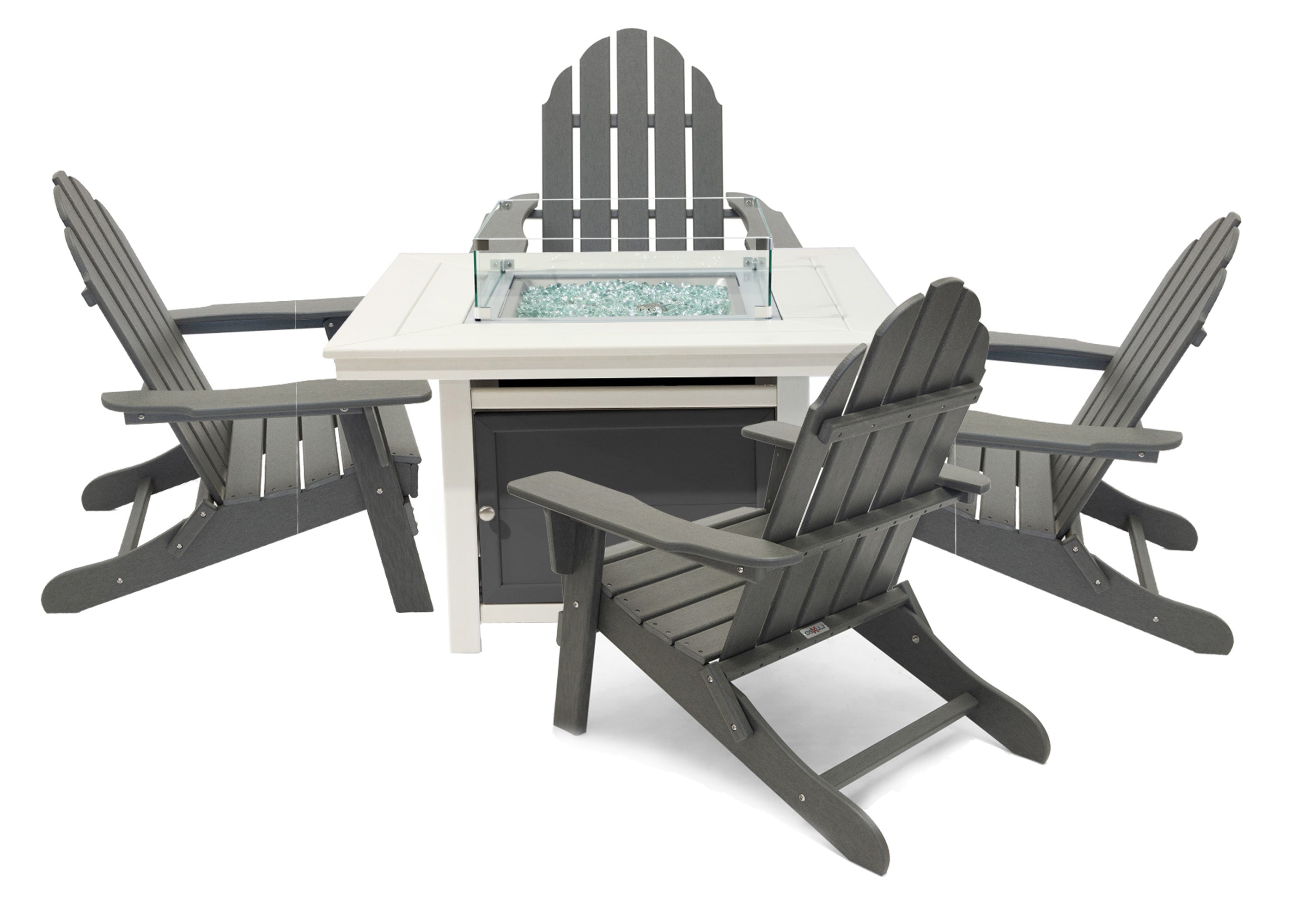 Park City 42" Two-Tone Fire Pit Table, Square Top with Four Balboa Chairs