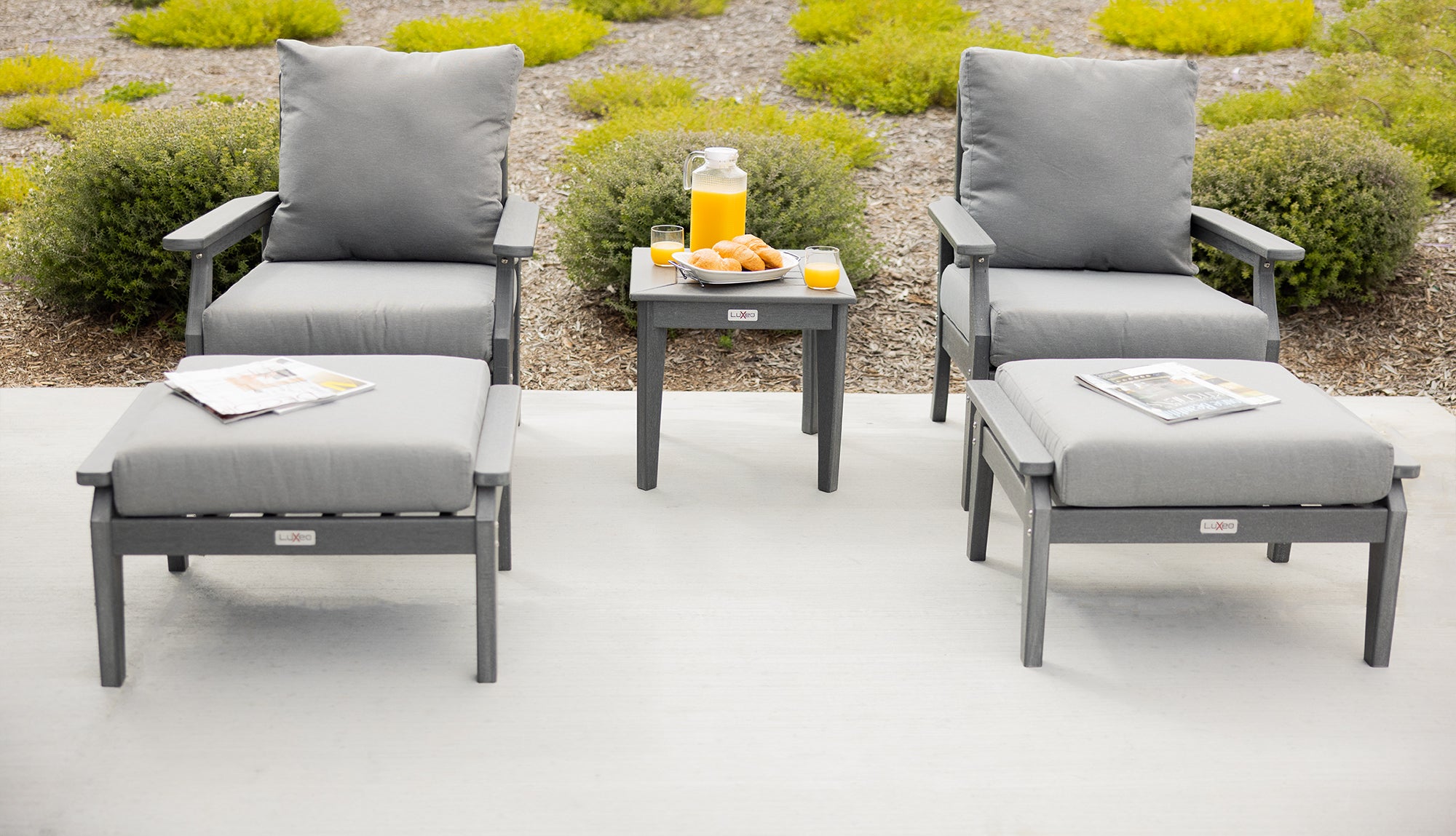 Aspen 5PC Deep Seating Chair with Ottoman and End Table