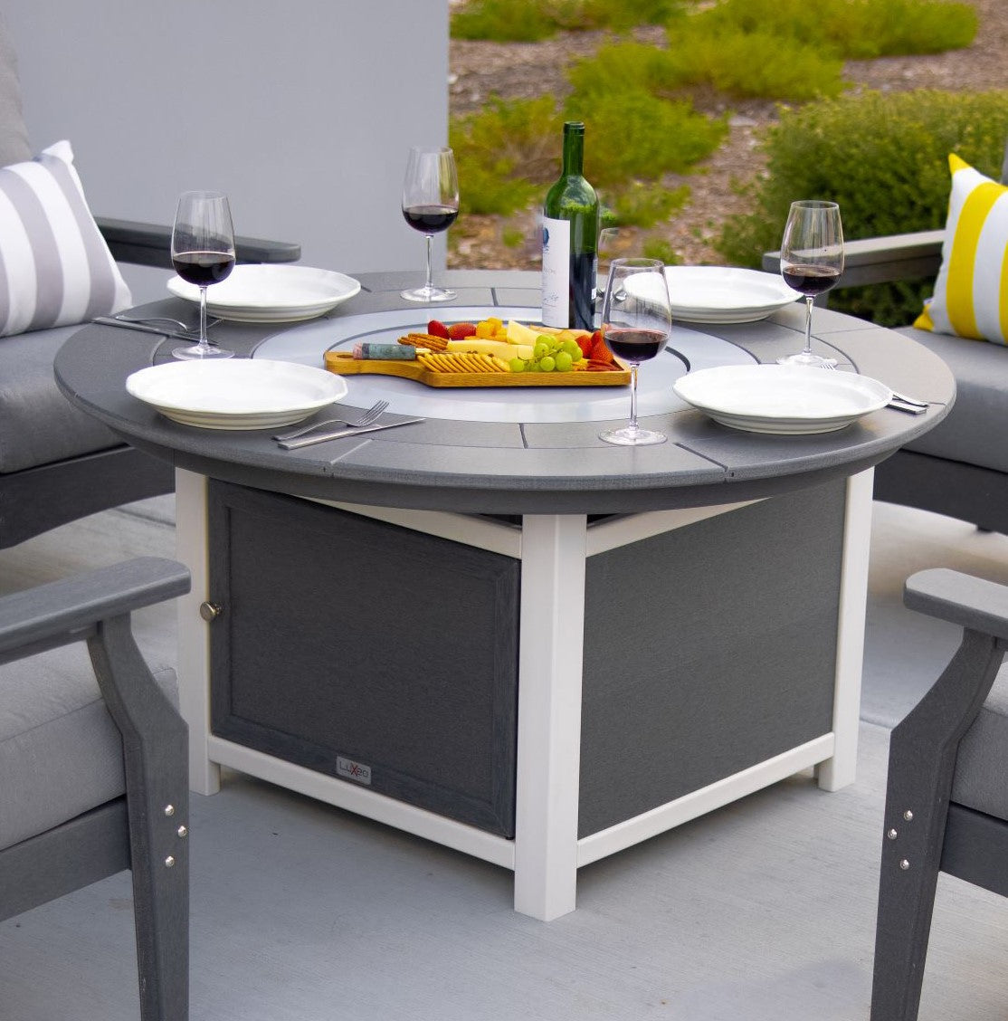 Vail 25"(H) x 48"(W) Round Two-Tone Poly Fire Pit Table