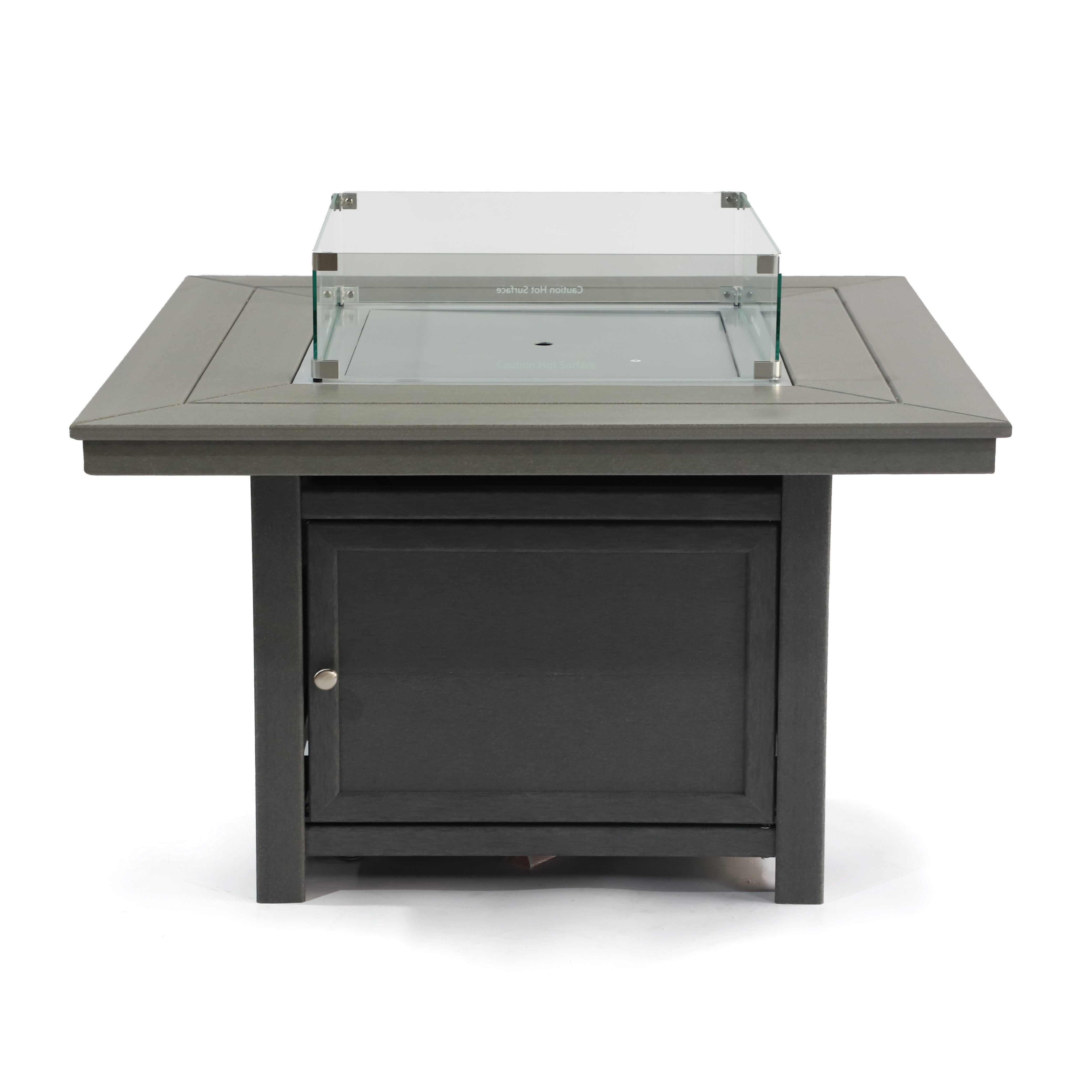 Park City 25" (H) x42" (W) Square Poly FirePit Table with Glass Flame-Wind Guard SET