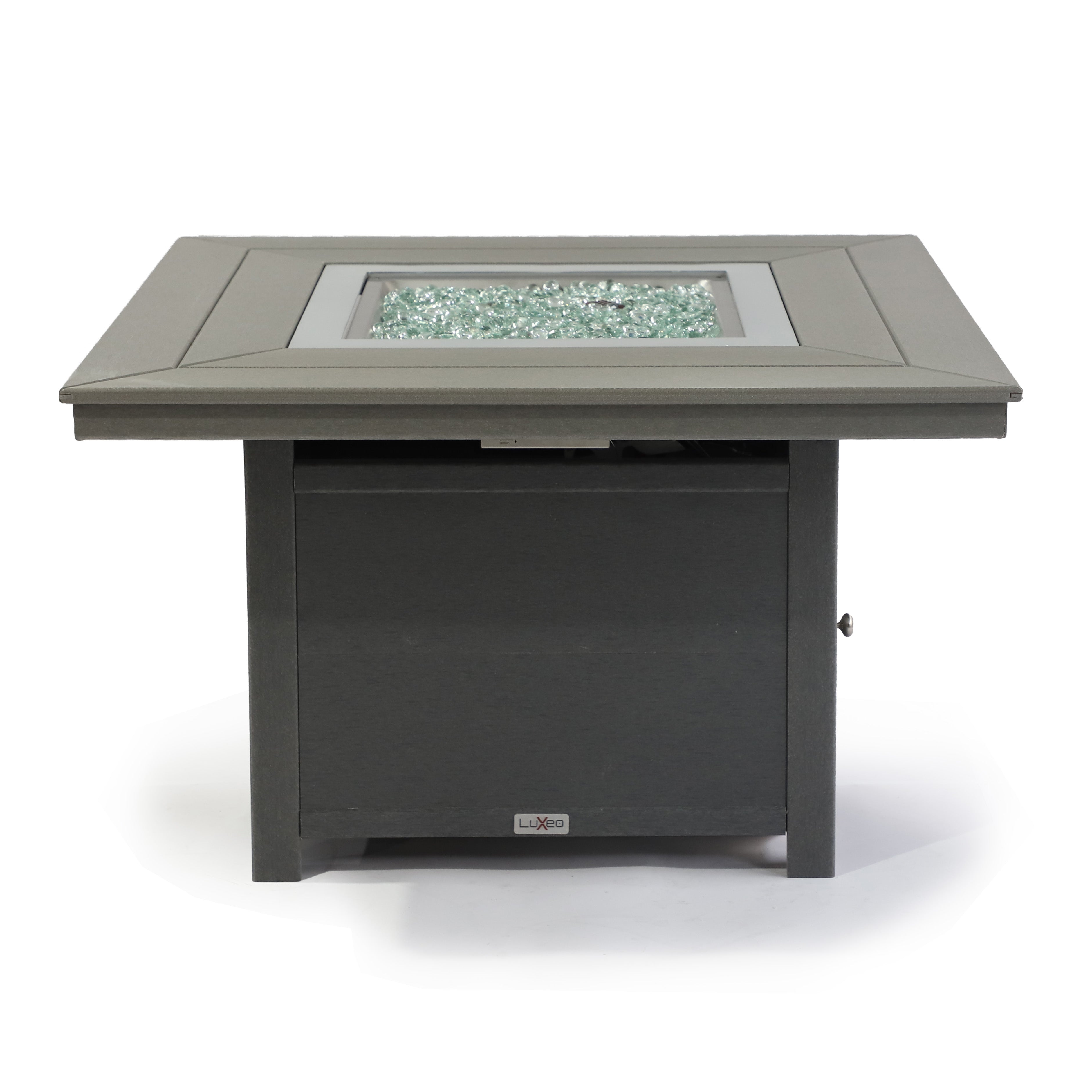 Park City 25" (H) x42" (W) Square Poly FirePit Table with Glass Flame-Wind Guard SET