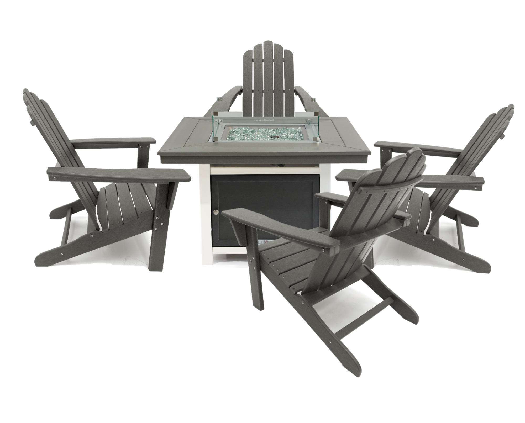 Park City 42" Two-Tone Fire Pit Table, Square Top with Four Marina Chairs