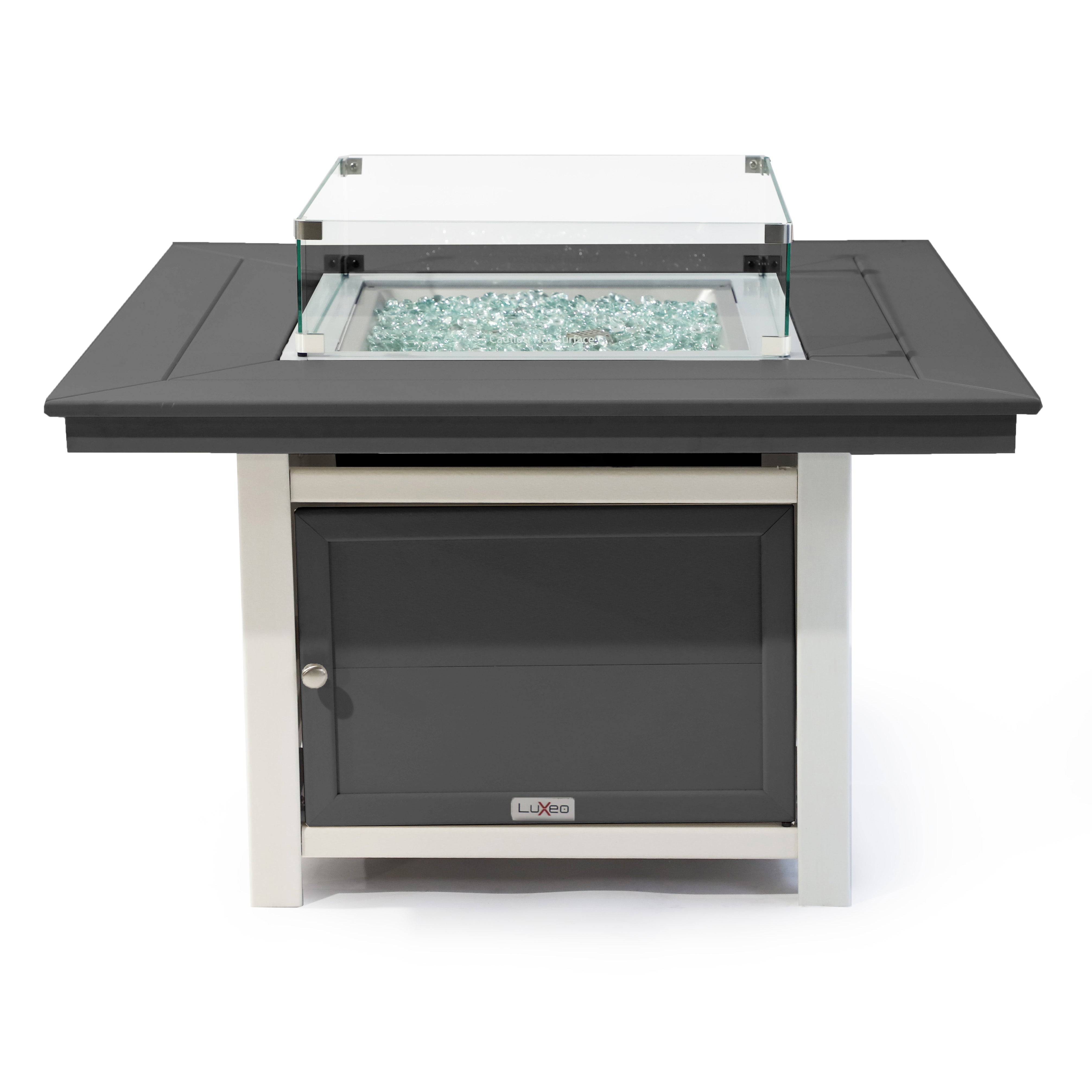 Park City 42" Two-Tone Fire Pit Table, Square Top with Four Balboa Chairs