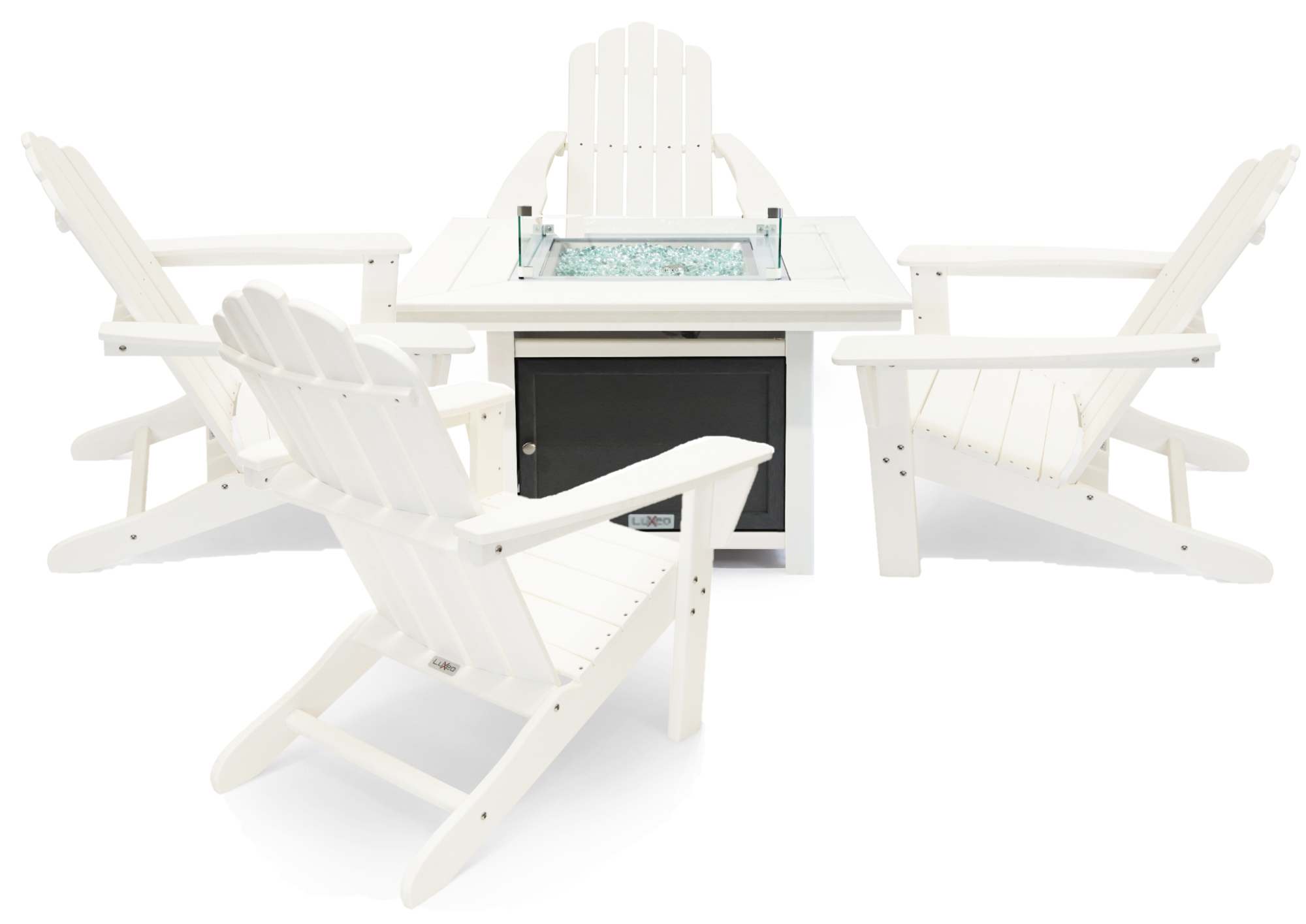 Park City 42" Two-Tone Fire Pit Table, Square Top with Four Marina Chairs
