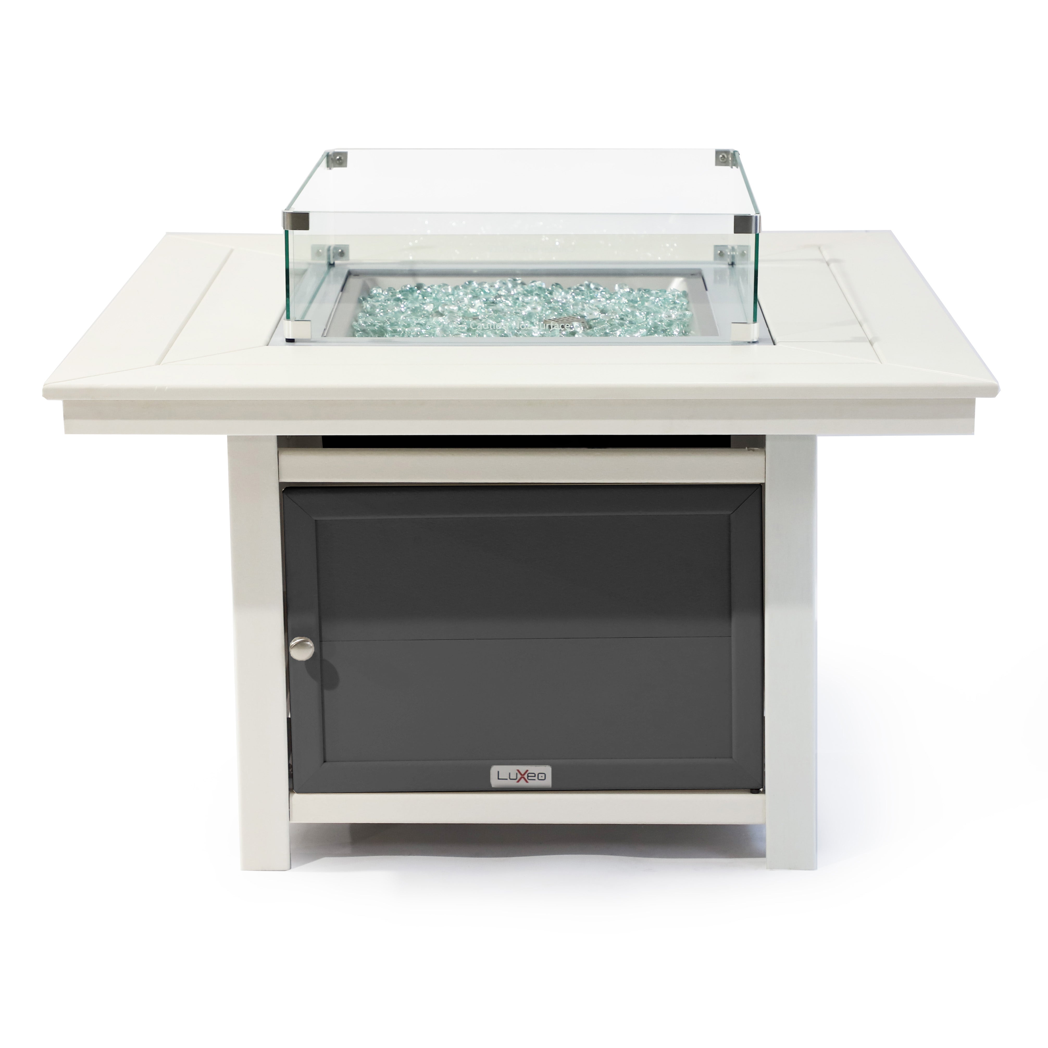 Park City 42" Two-Tone Fire Pit Table, Square Top with Four Balboa Chairs