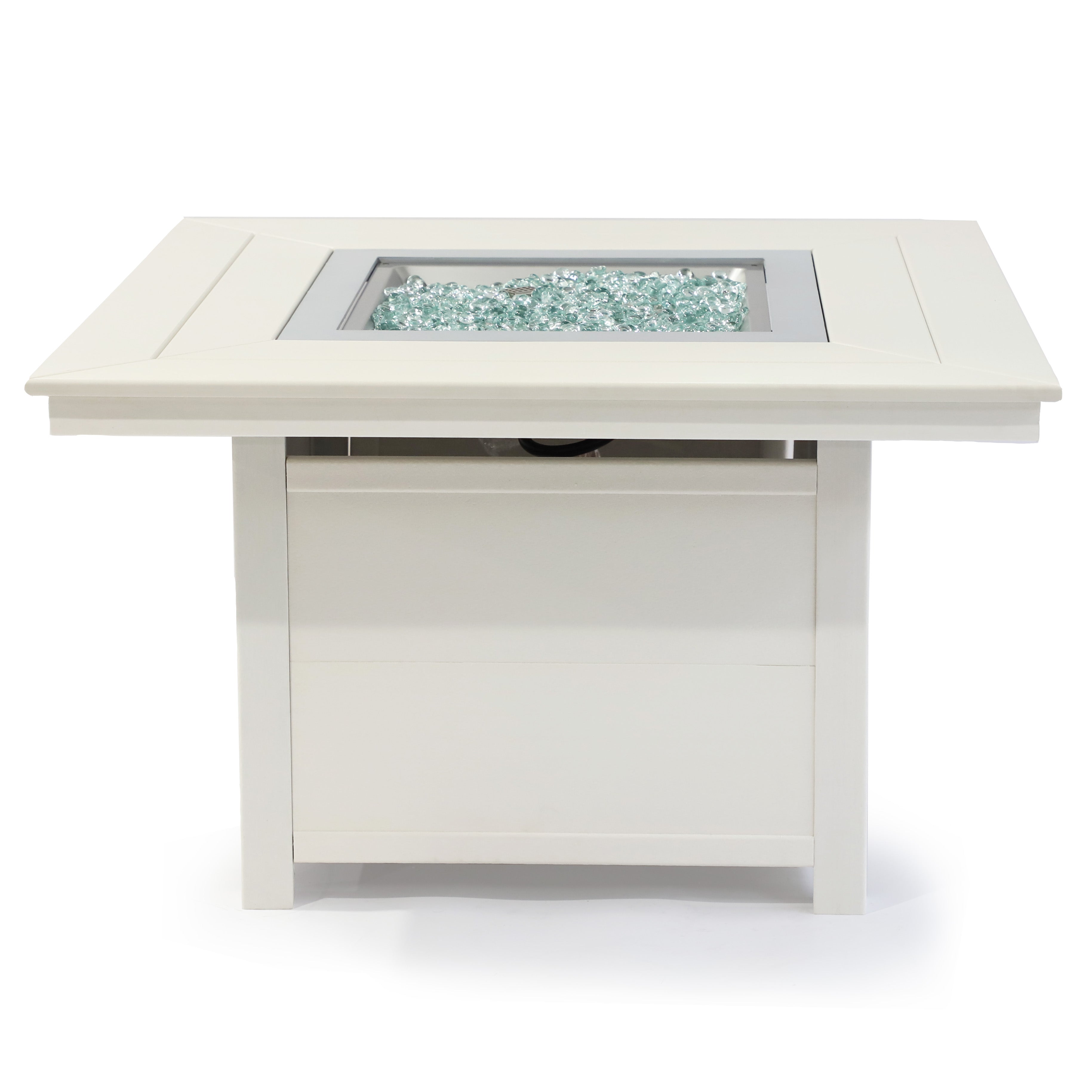 Park City 25" (H) x42" (W) Square Poly FirePit Table with Glass Flame-Wind Guard SET