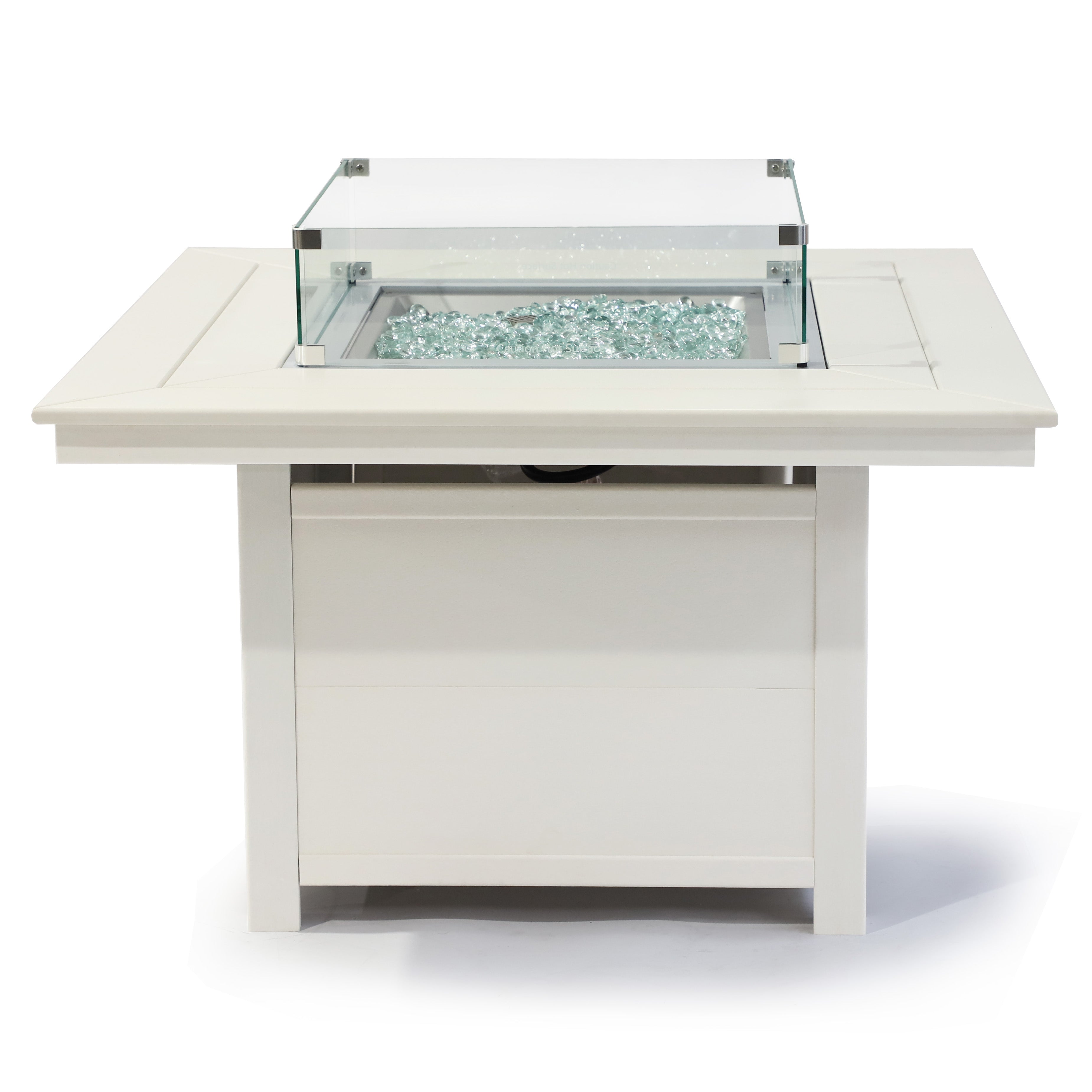 Park City 25" (H) x42" (W) Square Poly FirePit Table with Glass Flame-Wind Guard SET