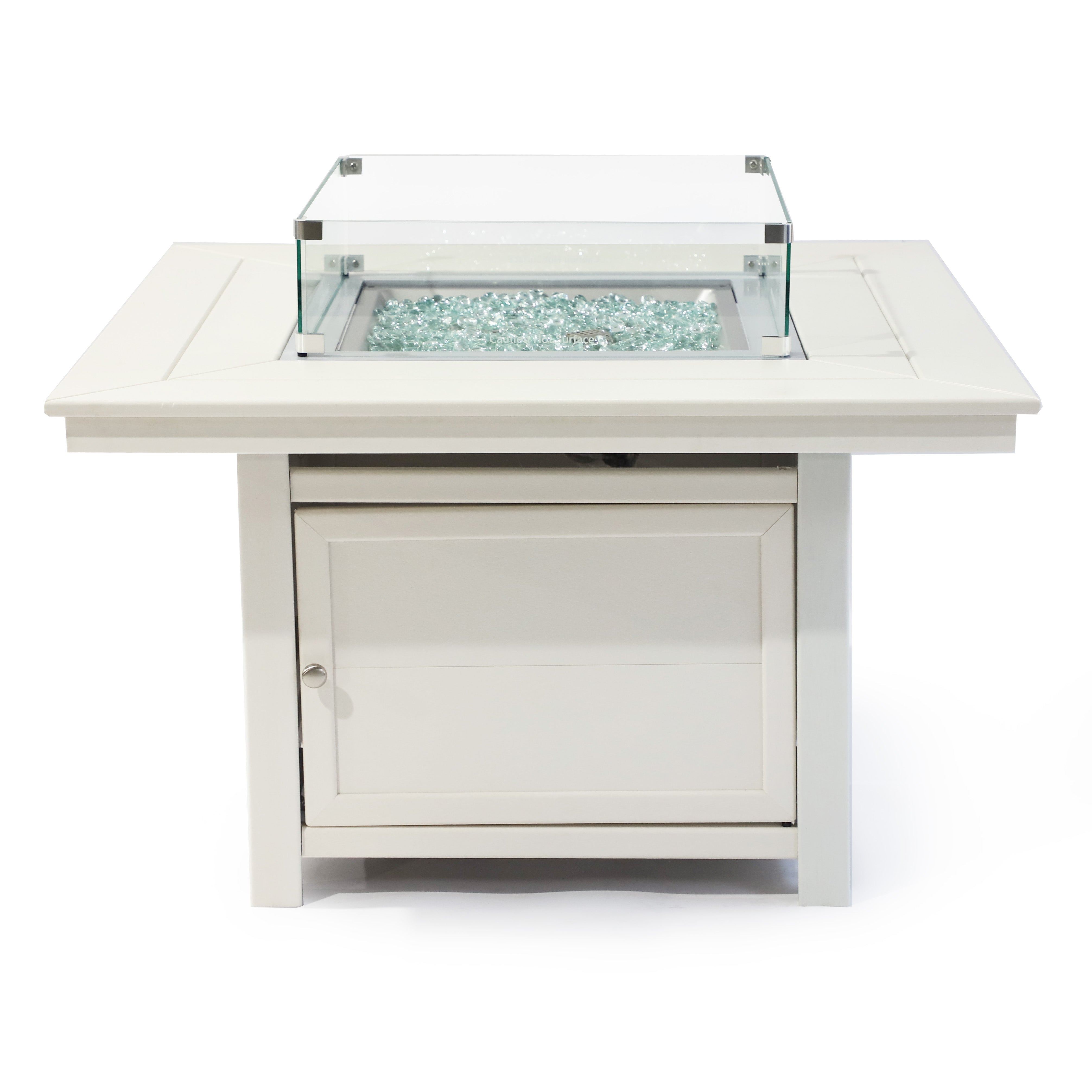 Park City 25" (H) x42" (W) Square Poly FirePit Table with Glass Flame-Wind Guard SET