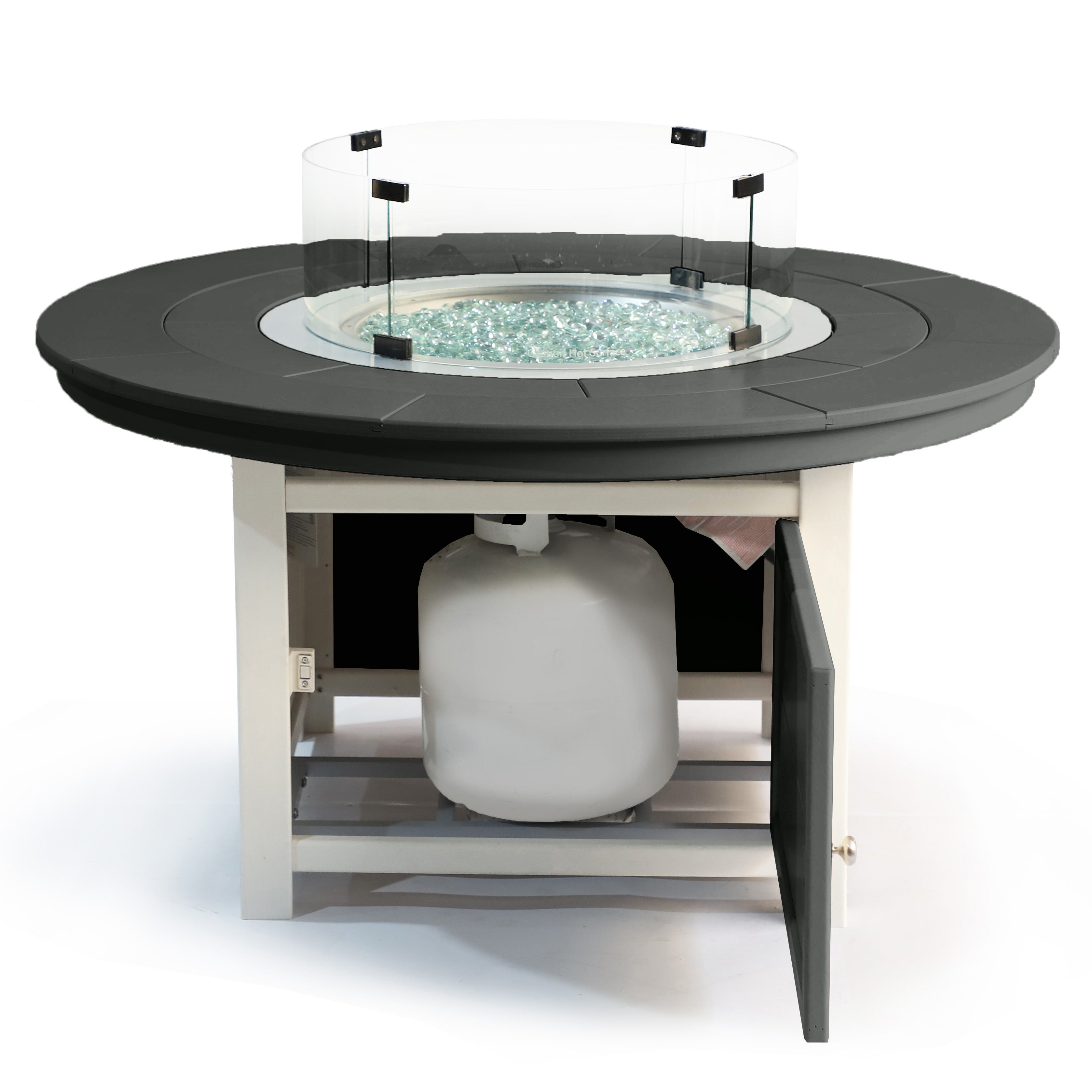 Vail 48" Two-Tone Fire Pit Table, Round Top with Four Balboa Chairs