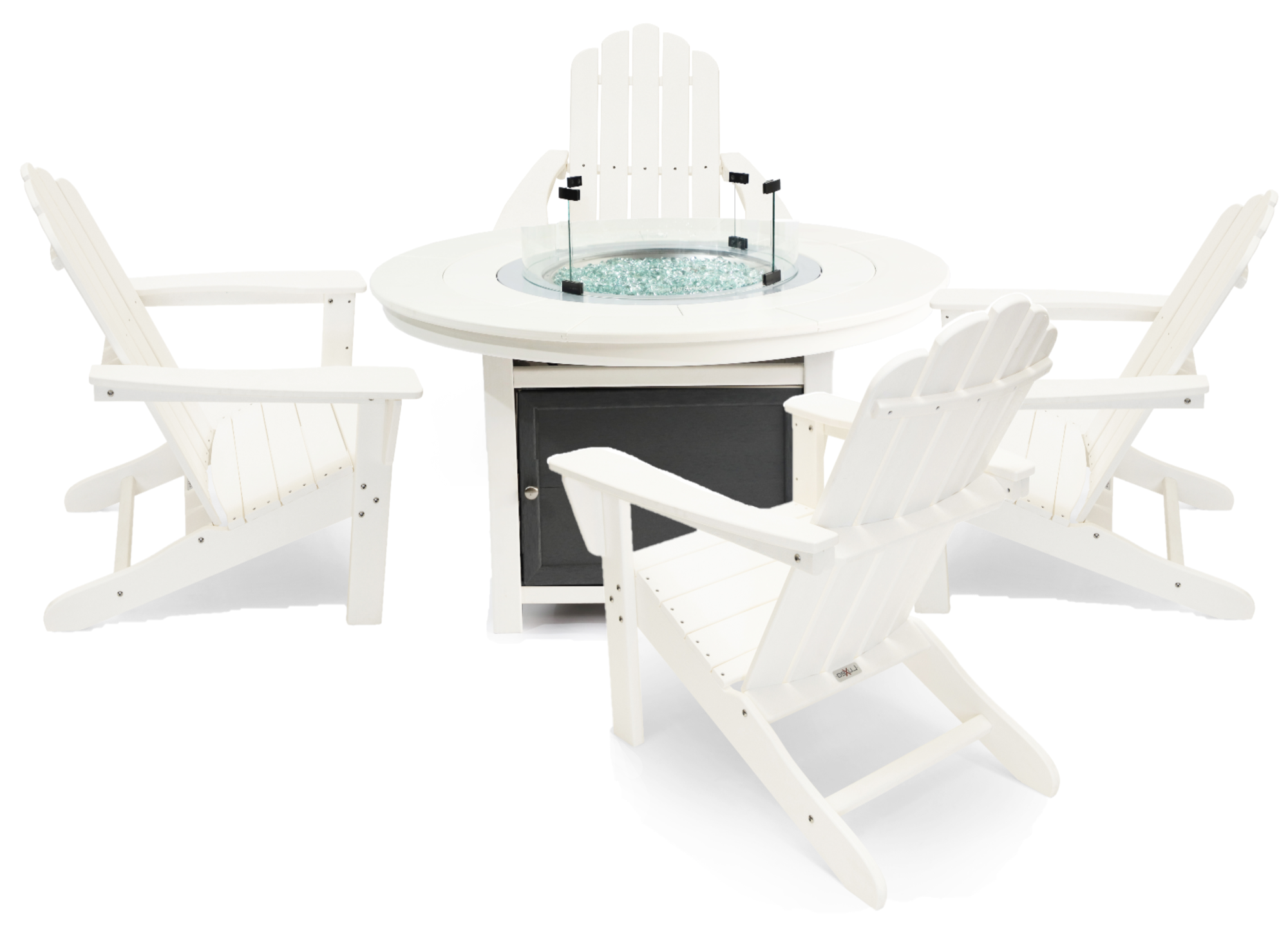Vail 48" Two-Tone Fire Pit Table, Round Top with Four Marina Chairs