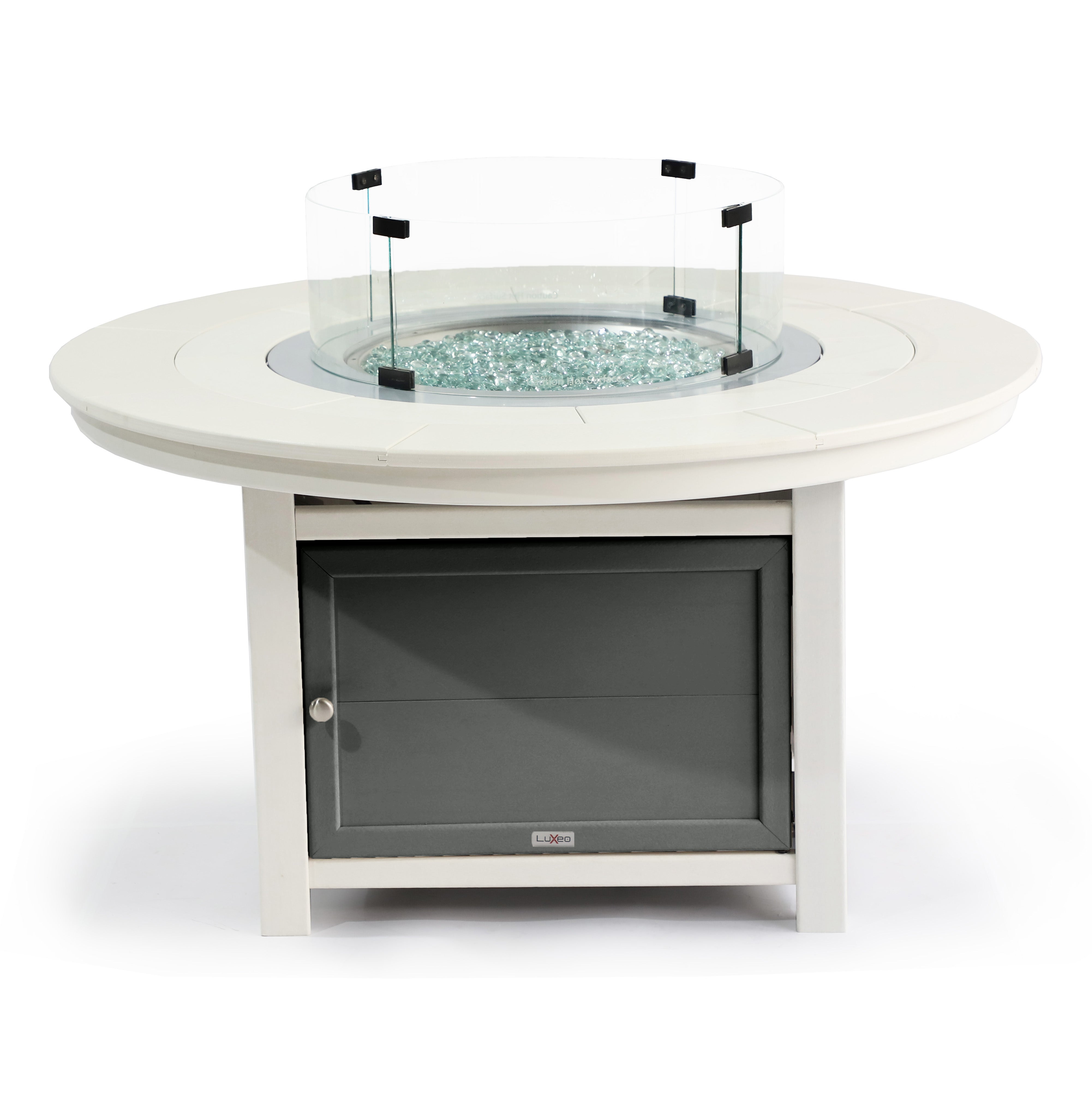 Vail 48" Two-Tone Fire Pit Table, Round Top with Four Balboa Chairs
