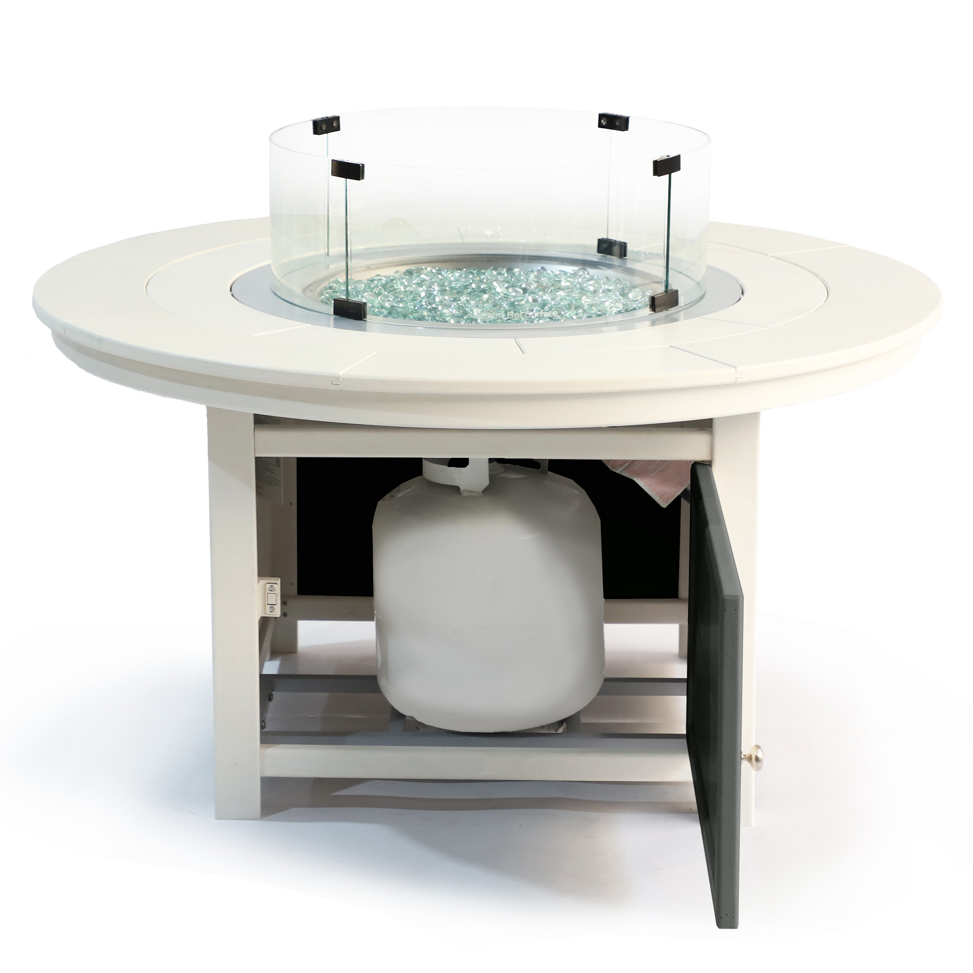 Vail 48" Two-Tone Fire Pit Table, Round Top with Four Balboa Chairs
