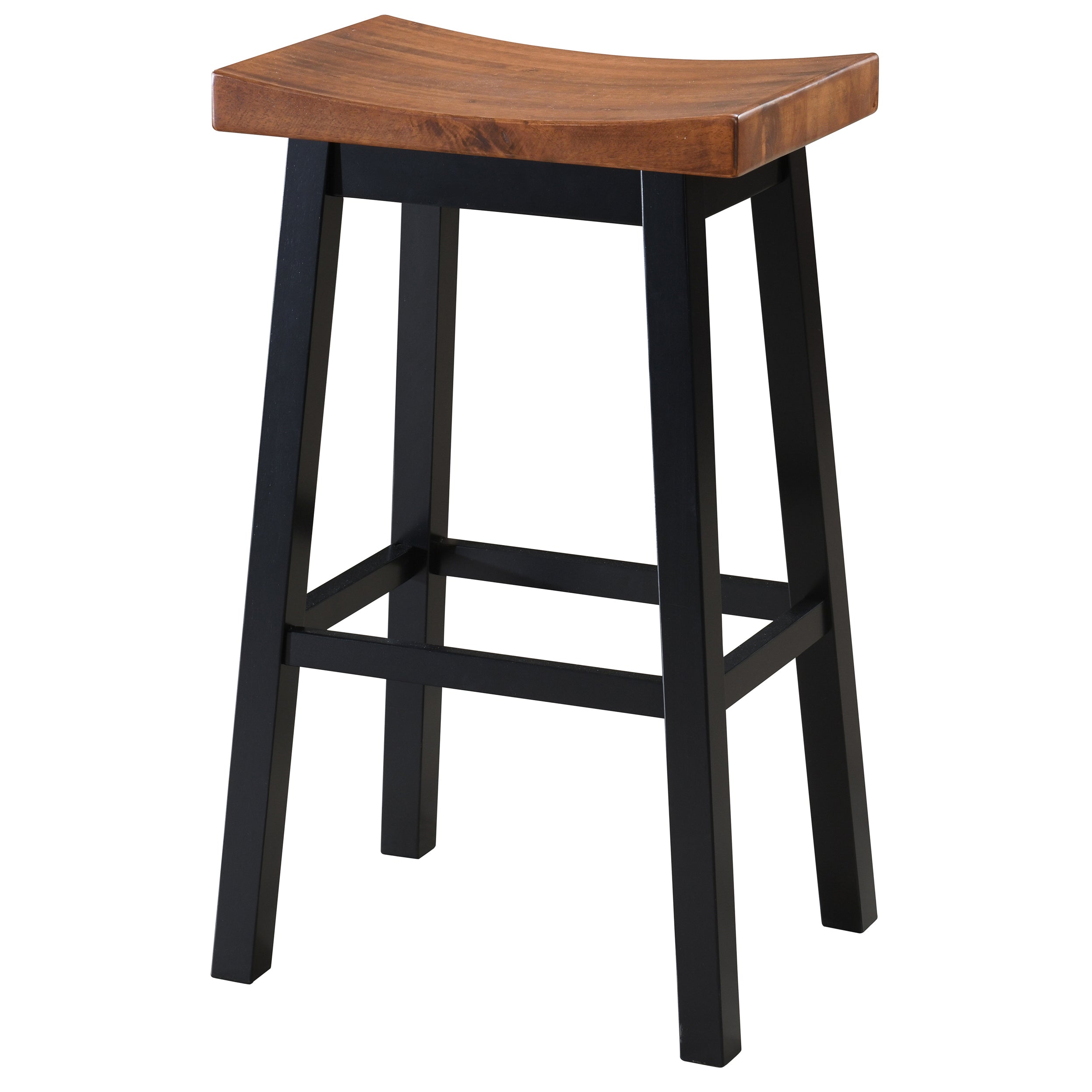 LuXeo Lakewood Solid Wood Saddle Barstool (Set of 2)