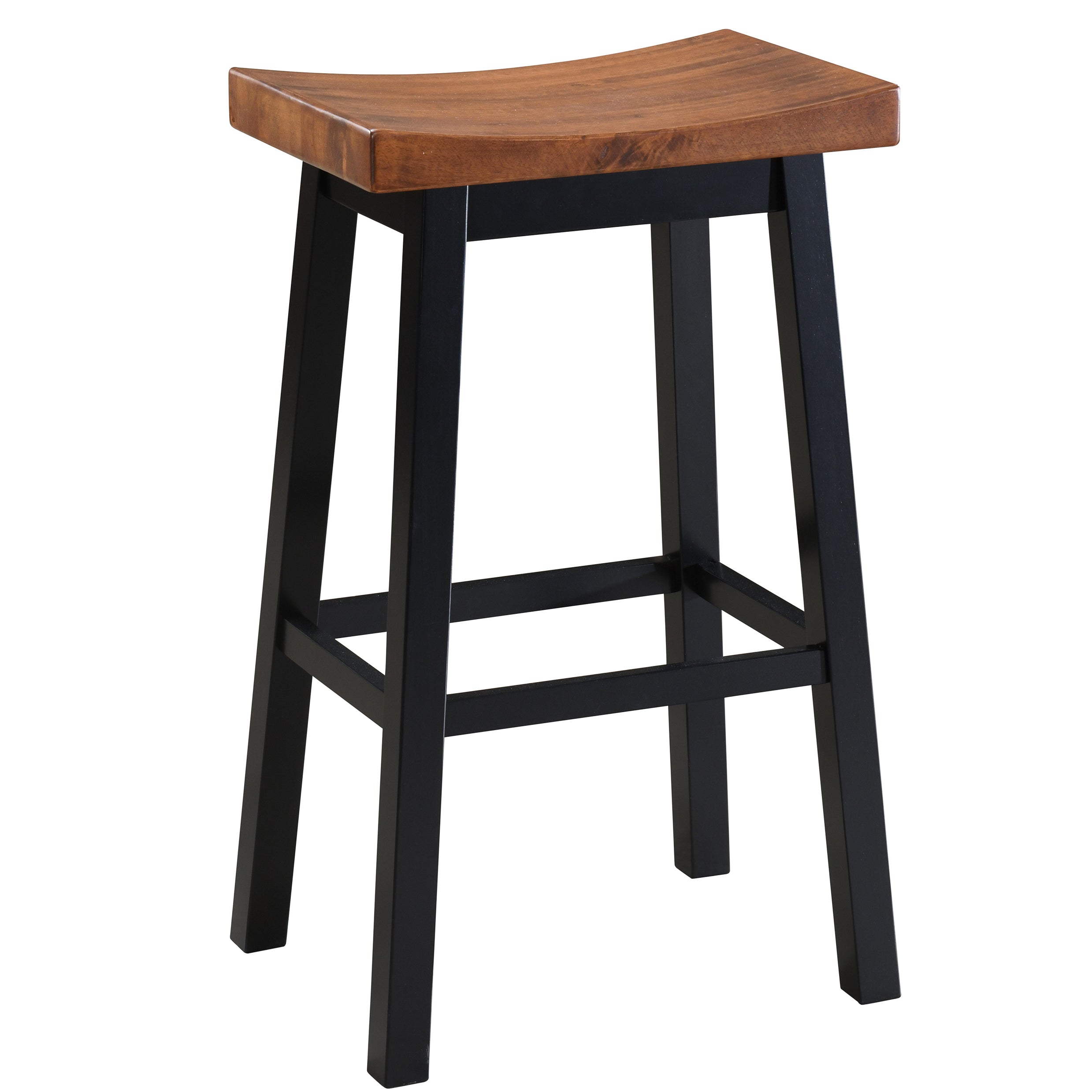 LuXeo Lakewood Solid Wood Saddle Barstool (Set of 2)