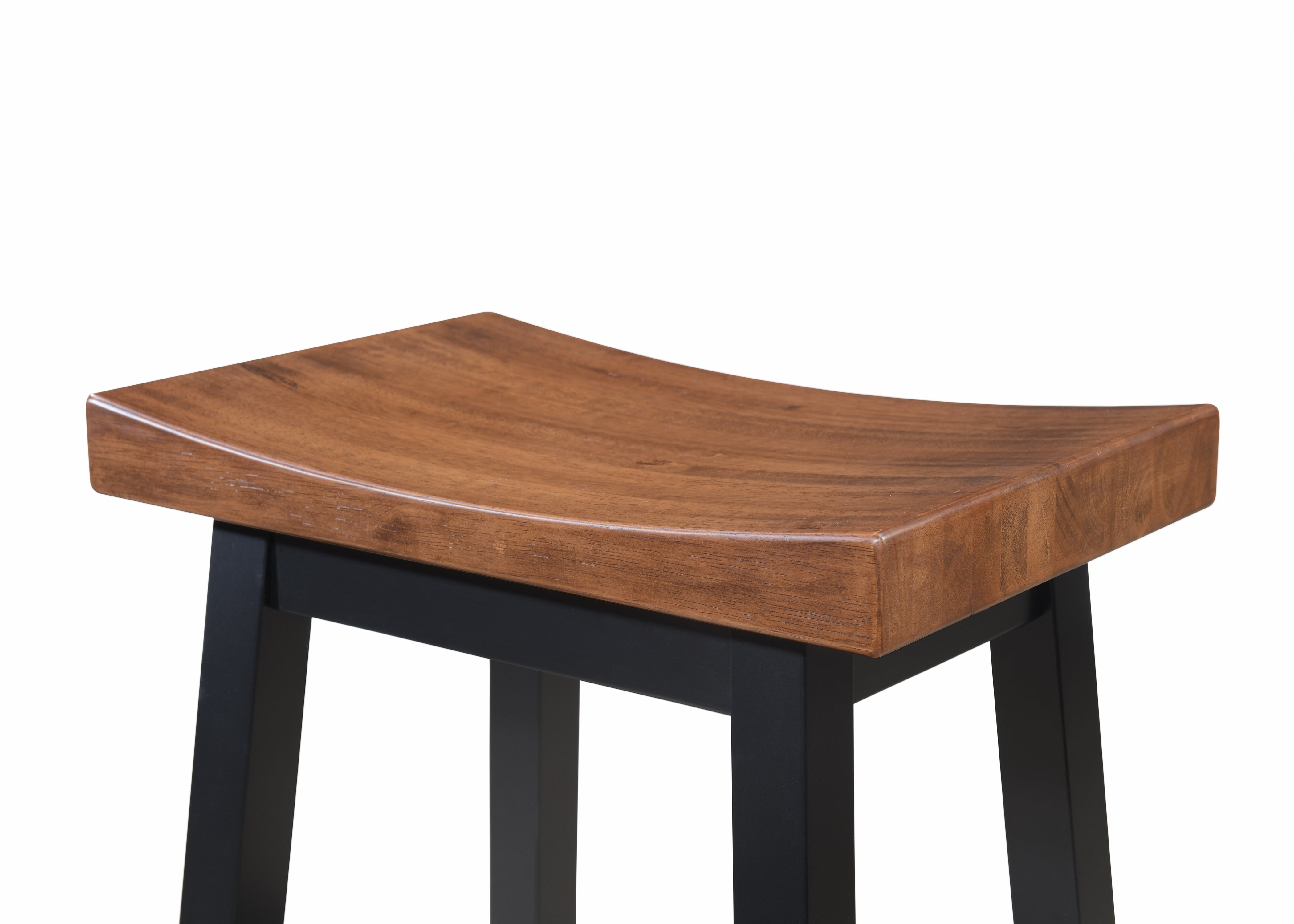 LuXeo Lakewood Solid Wood Saddle Barstool (Set of 2)