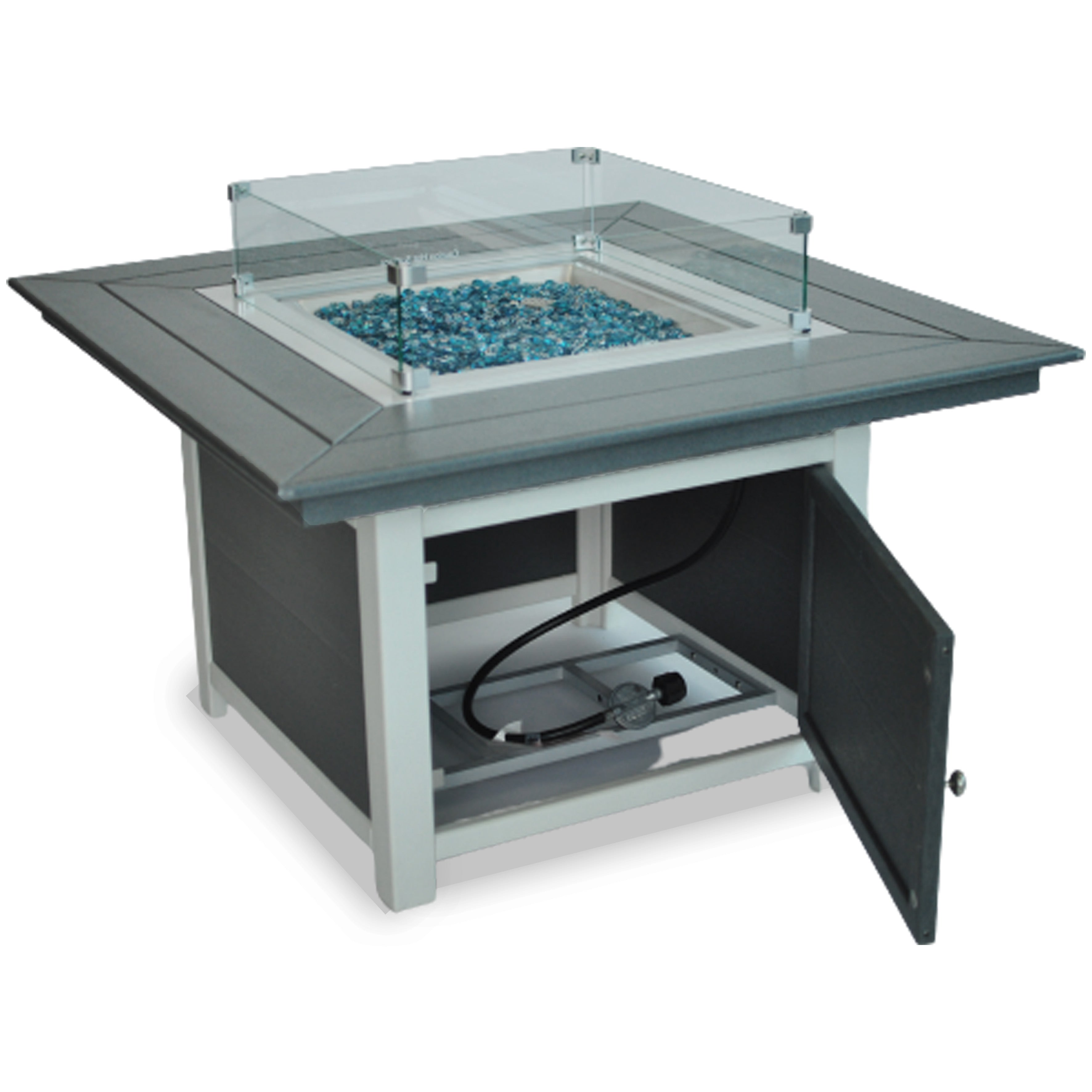 Park City 25"(H) x 42"(W) Square Two-Tone Poly Fire Pit Table