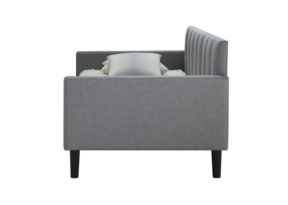 Bristol Twin Size Upholstered Day Bed in Gray Fabric