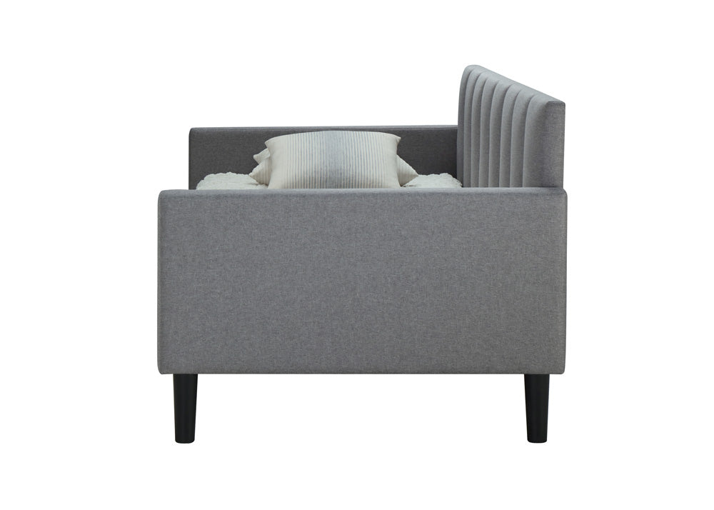 Bristol Twin Size Upholstered Day Bed in Gray Fabric