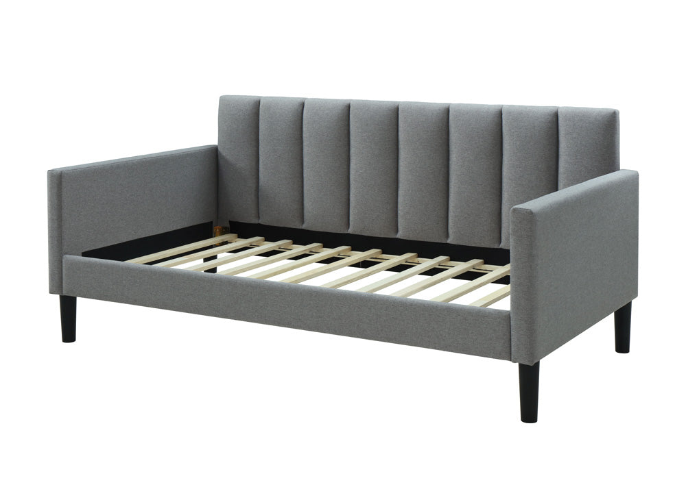 Bristol Twin Size Upholstered Day Bed in Gray Fabric