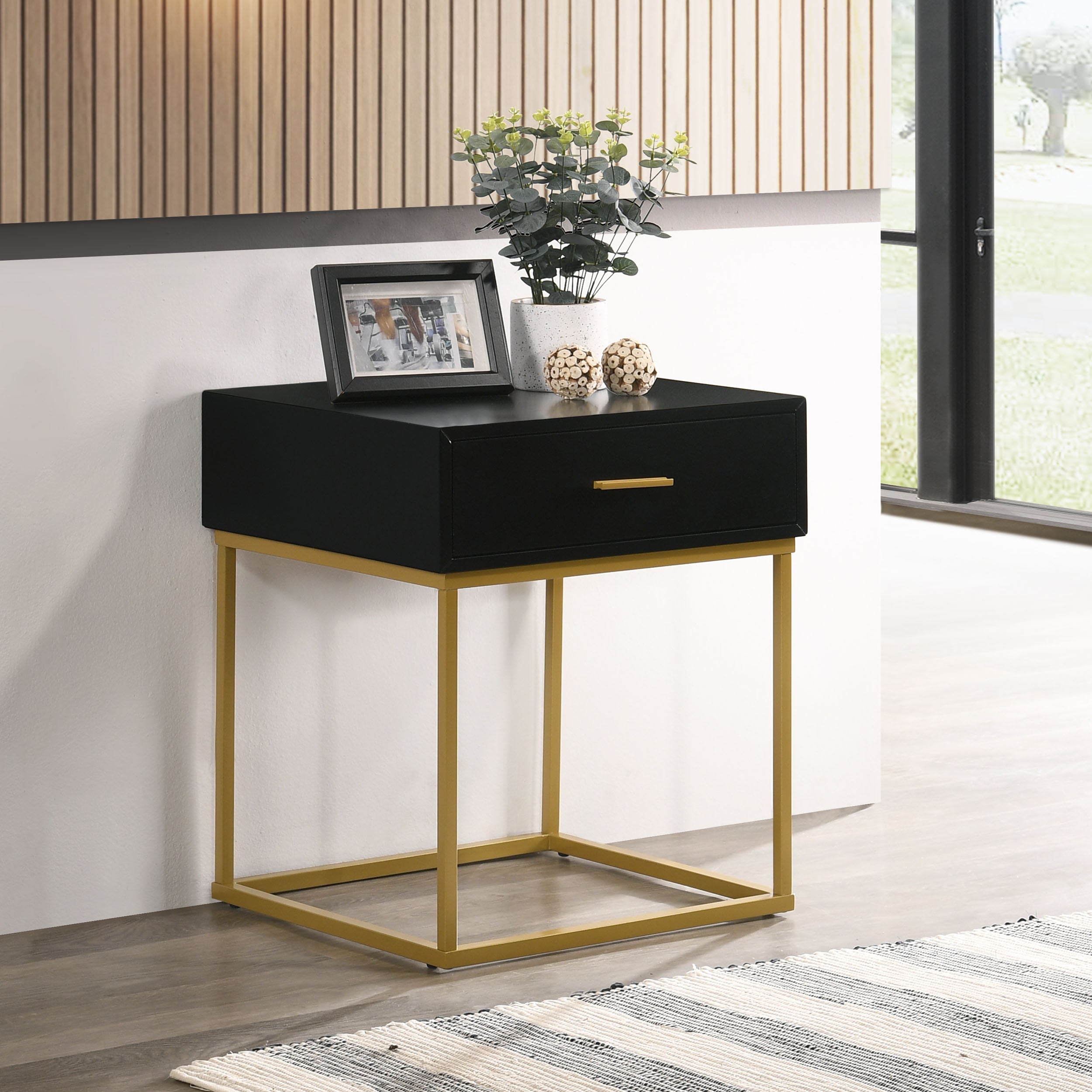 Catalina Nighstand One Drawer with Gold Legs