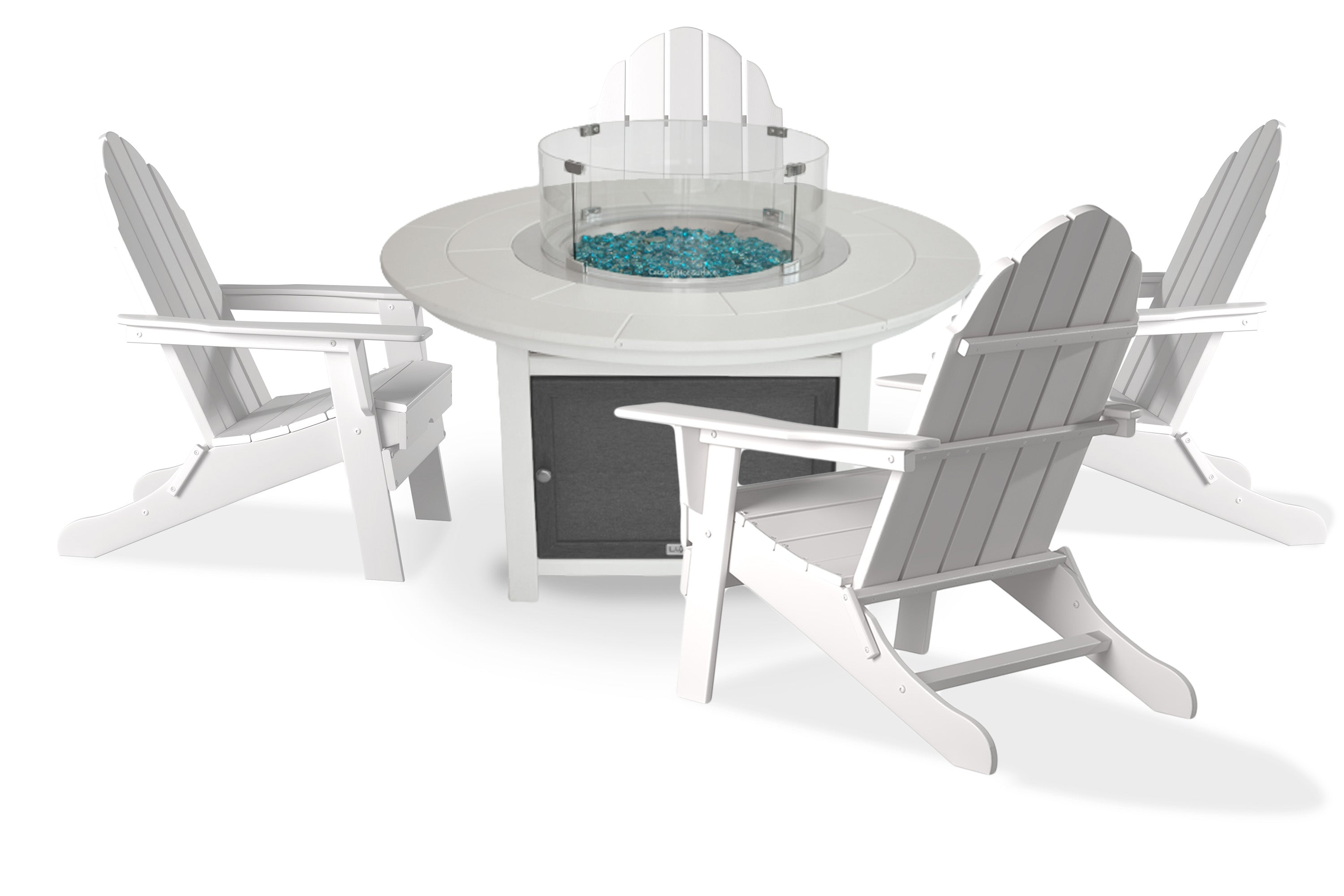 Vail 48" Two-Tone Fire Pit Table, Round Top with Four Balboa Chairs