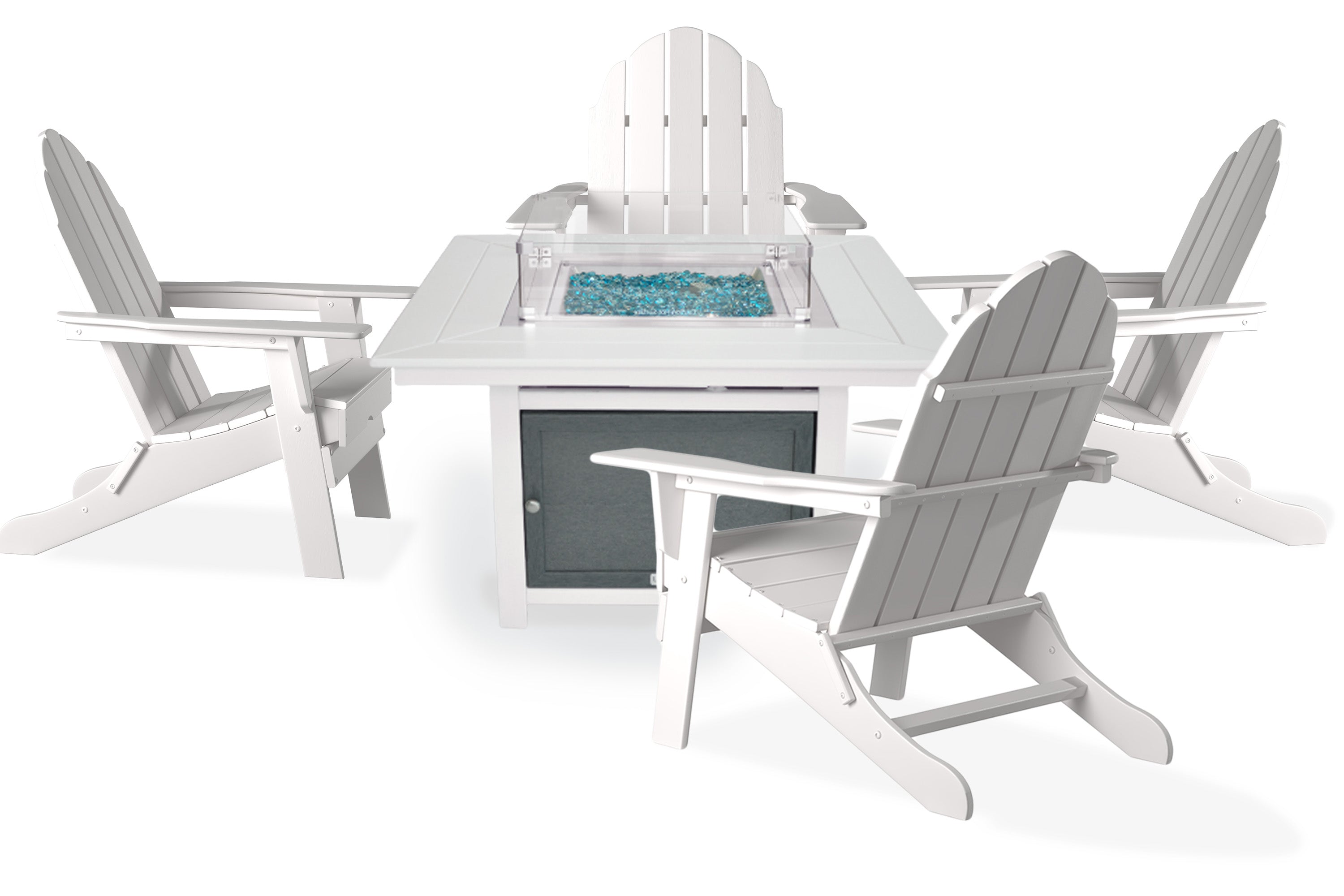 Park City 42" Two-Tone Fire Pit Table, Square Top with Four Balboa Chairs
