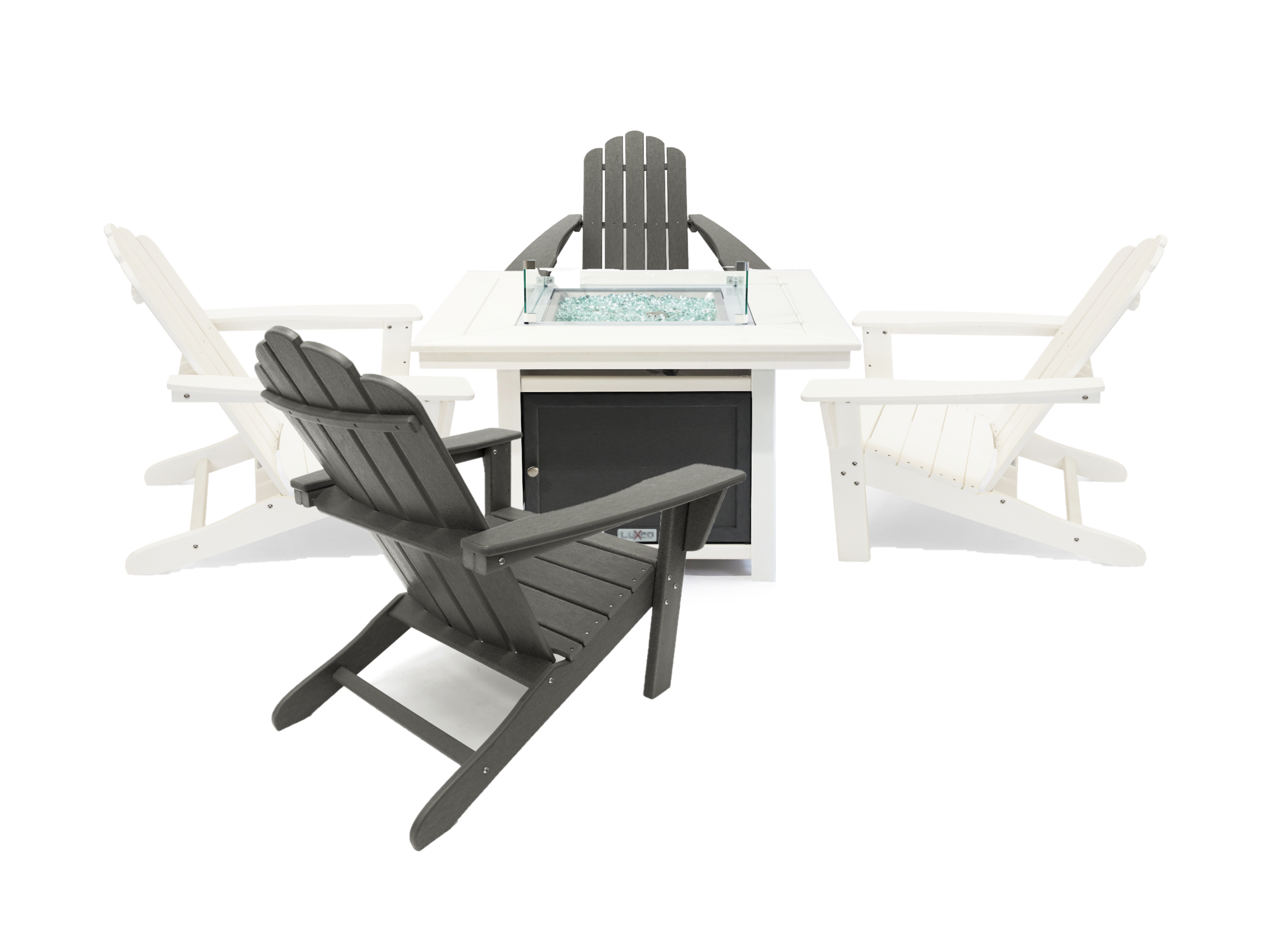 Park City 42" Two-Tone Fire Pit Table, Square Top with Four Marina Chairs